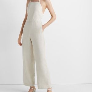 Club Monaco Backless Jumpsuit - Beige - Linen Blend